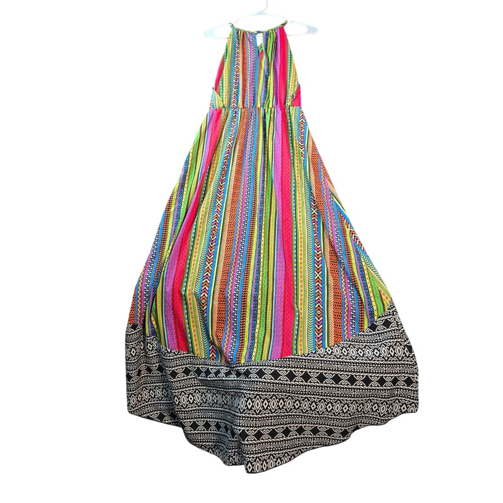 Truth NYC Multi Color Tribal Stripe High Low Maxi Dress Women's Medium Boho